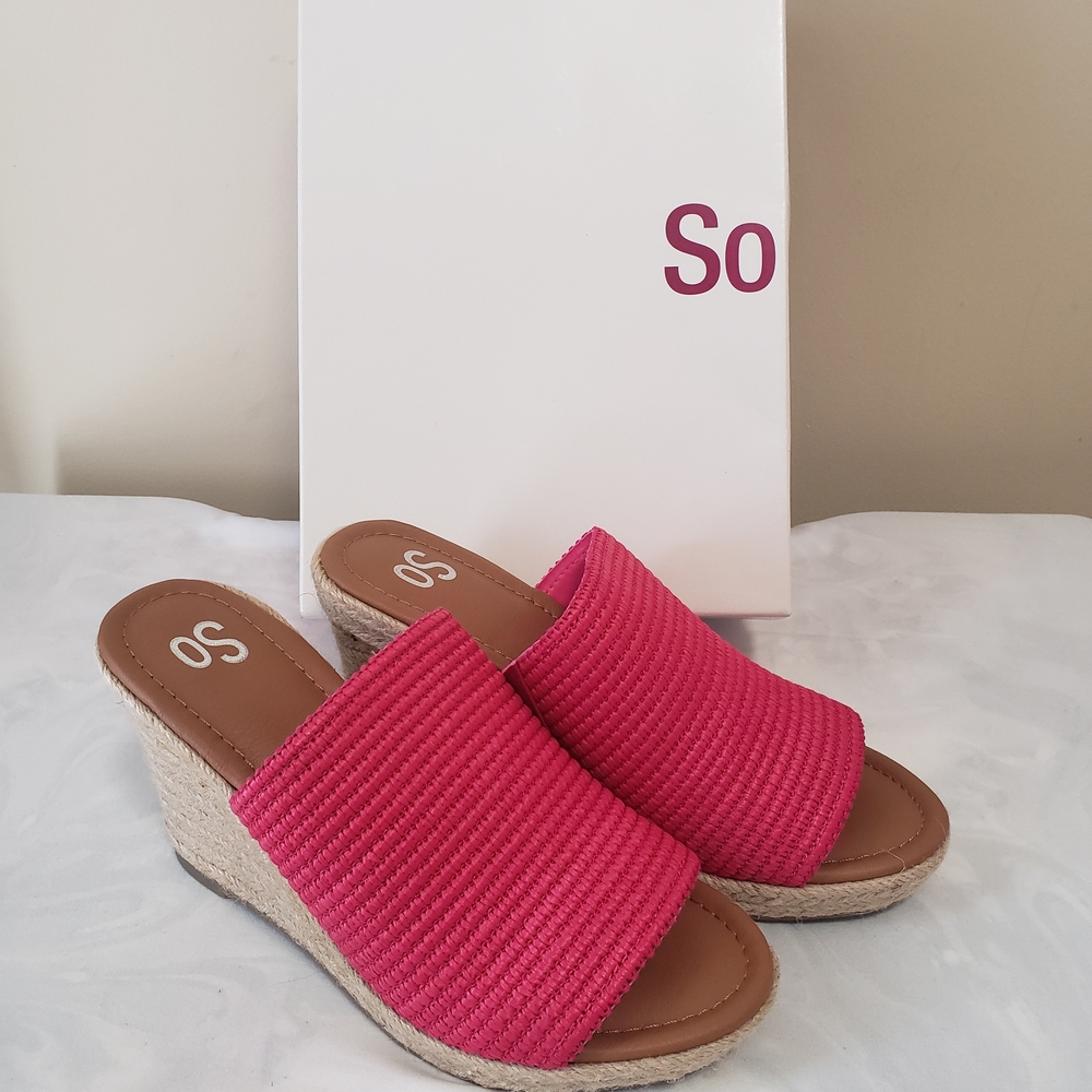SO Women's Vibrant Pink Wedge Sandals